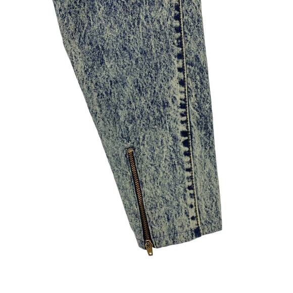 Vintage Women's Sz 24" 80's Tapered Leg Acid Wash Jean Ankle Zip Blue High Waist - Picture 4 of 9